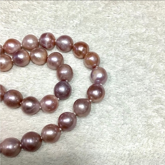 Huge Round 11.7- 12.28mm Edison Natural Purple Pink Pearl 17-18” Strand -New - Picture 9 of 10